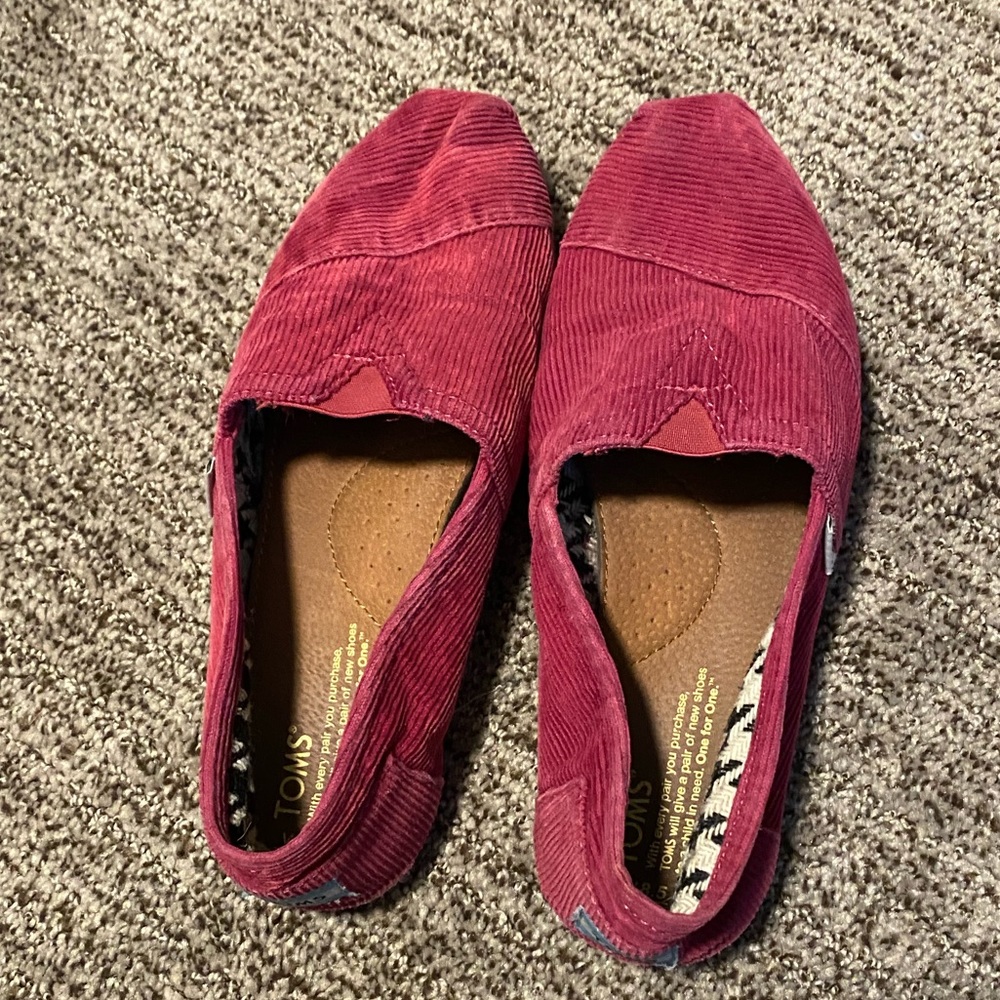 Pink Corduroy Toms - Size 8.5